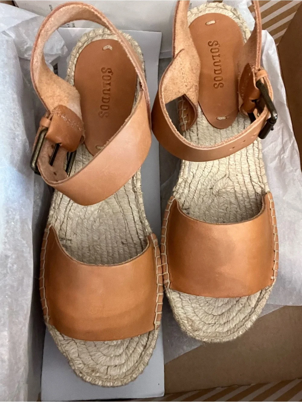 Soludos Nude Women’s Minorca High Platform Leather Sandal Box Label
